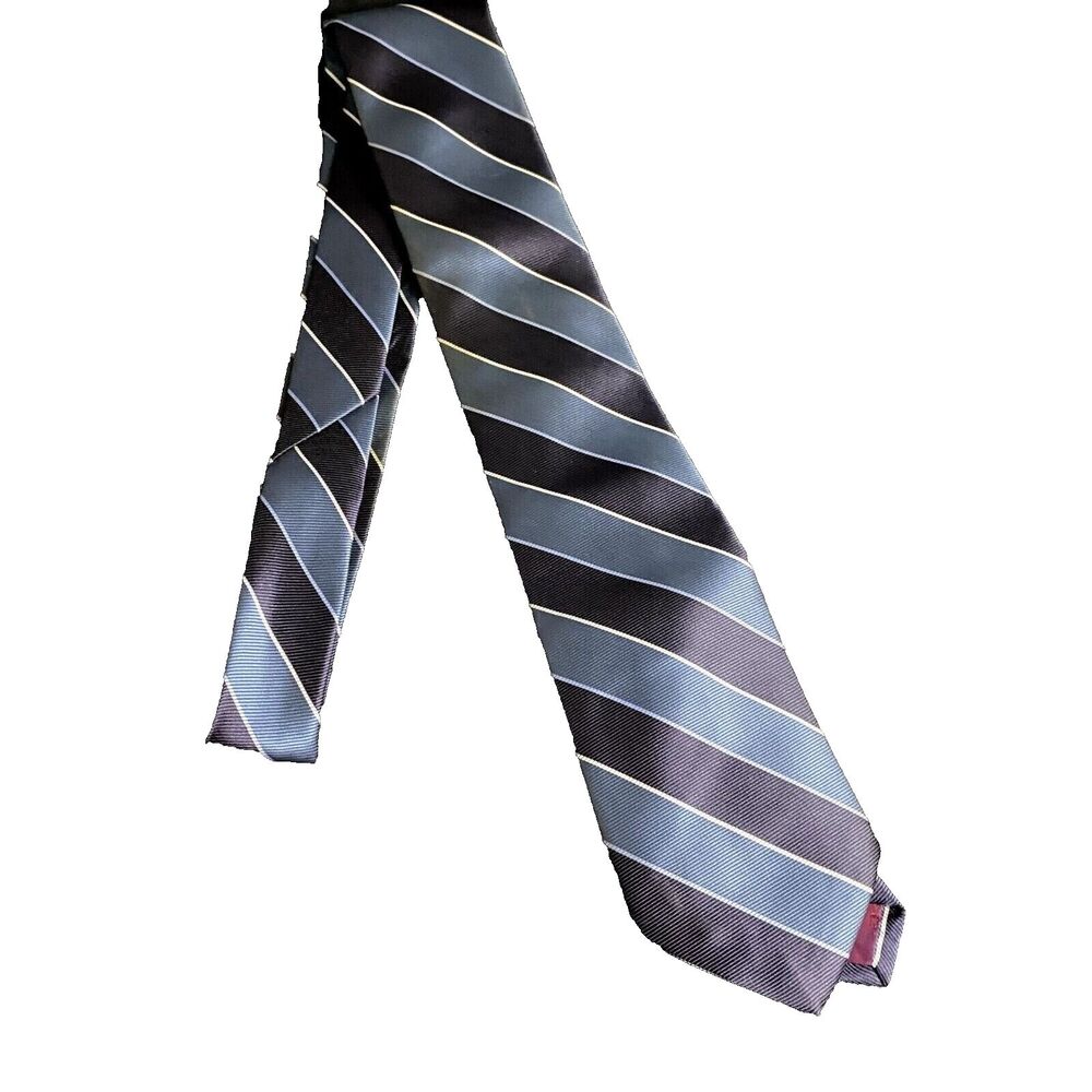 #6710 Ketch Navy Blue and Turquoise Striped Mens Necktie, Tie